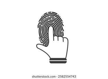 Digital Fingerprint Concept vectors, A fingerprint scan integrated into a circuit board represents a secure system concept. This abstract background showcases cybersecurity technology in a futuristic,
