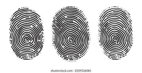 Digital fingerprint, finger print fingerprint lock secure security vector icon. secure security logo vector icon illustration. Black isolated fingerprint, clipart. Concept of national human identity. 