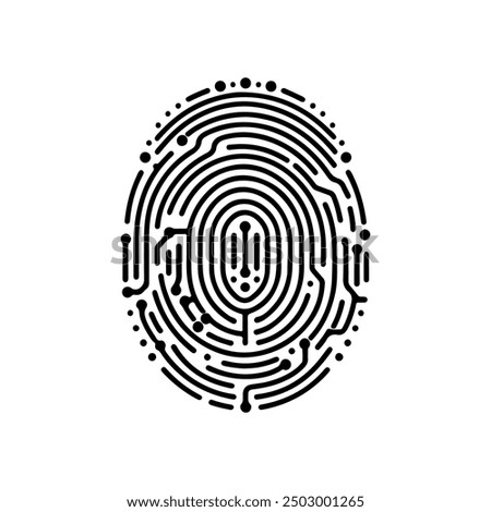 Digital fingerprint, finger print fingerprint lock secure security logo vector icon illustration