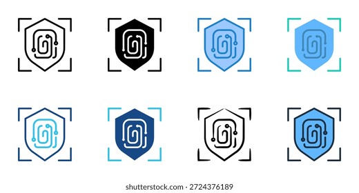 Los iconos de huellas digitales establecen una colección de estilo múltiple. Trazo editable 
