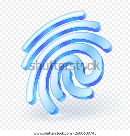 Digital fingerprint line icon. Security and biometric identification and authorization concept. 3D icon vector illustration.