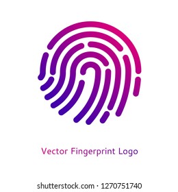 Digital fingerprint on a white background with a trend gradient logo icon security and data storage information protection symbol vector illustration cyber safety safeness concept