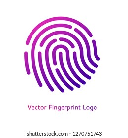 Digital fingerprint on a white background with a trend gradient logo icon security and data storage information protection symbol vector illustration cyber safety safeness concept