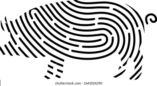 Digital Fingerprint. Product Tracing. Pork. Vector Graphic.