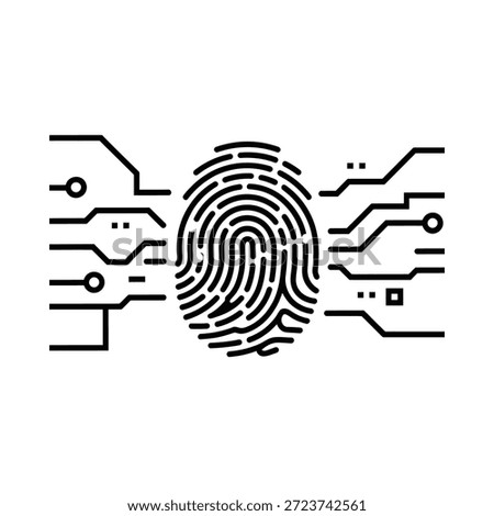 Digital fingerprint representing biometric data and cybersecurity connections