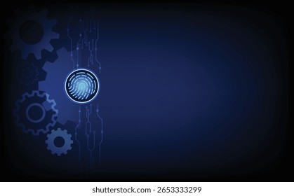 Digital fingerprint scan with biometric technology and secure access system, featuring futuristic interface and identity verification for cyber security, personal data protection, and high-tech