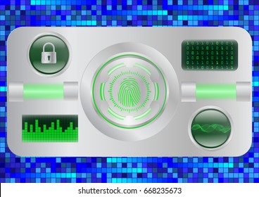 Digital Fingerprint scanner; Identification system; Cyber security concept