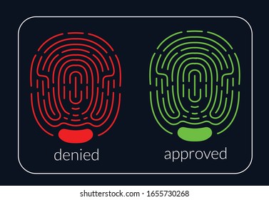 Digital fingerprint. Security system fingerprint. locked, denied, approved