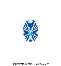 Digital Fingerprint and At Sign logo / icon design