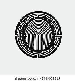 digital fingerprint vector illustration logo icon isolated on background