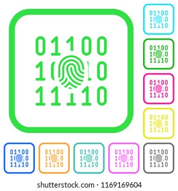 Digital fingerprint vivid colored flat icons in curved borders on white background