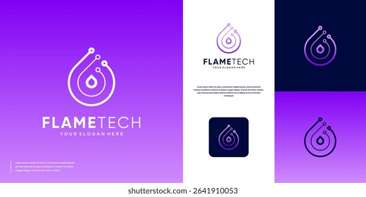 digital fire drop shape electrical network, modern technology symbol, vector illustration design.