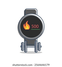 Digital fitness tracker that displays 500 calories burned. The screen shows a fire icon next to the number, indicating the number of calories burned.