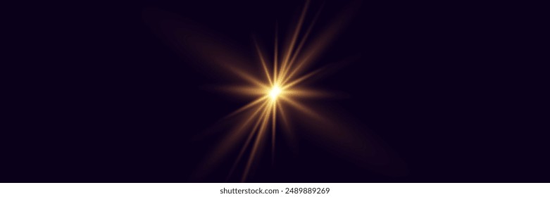 Digital flash of light. Explosion of glare and star.