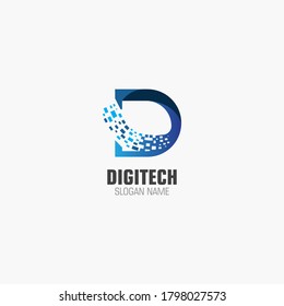 Digital flat creative logo design modern technology template business