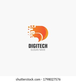 Digital flat creative logo design modern technology template business