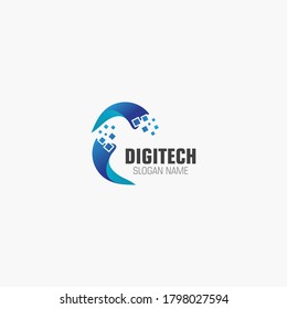 Digital flat creative logo design modern technology template business