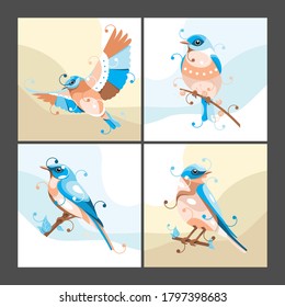 Digital flat design, inspired illustration from east blue bird