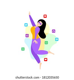 digital flat illustration of expression or a celebration of the happiness of a successful online business