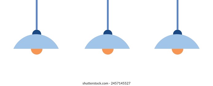 Digital Flat Style Hanging Lamp Graphics for Interior Design, Digital Interfaces, and Modern Home Decor