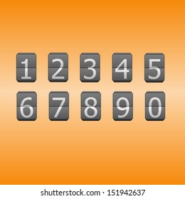 Digital flip numbers on orange background, stock vector