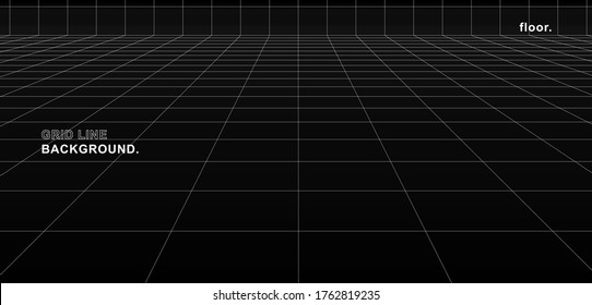 The digital floor background surface black-and-white of the lattice surface line. Cyber ​​network technology. banners, covers, terrain, science fiction, photo frames, and related backgrounds.