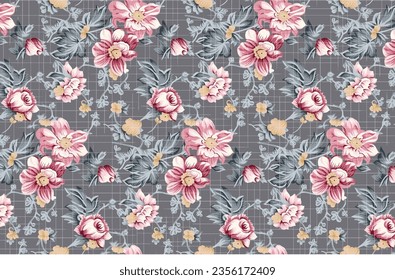 Digital floral allover design pattern seamless textile vector file professional work