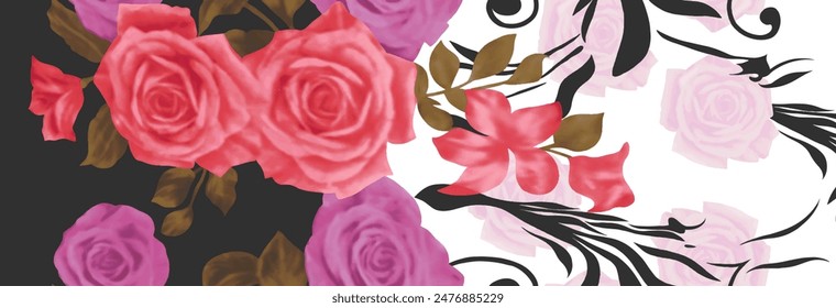 Digital floral allover design pattern seamless textile professional work