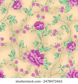 Digital floral allover design pattern seamless textile professional work