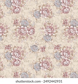 Digital floral allover design pattern seamless textile professional work