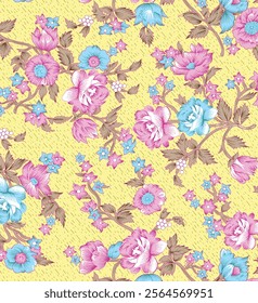 Digital floral allover design pattern seamless textile professional work