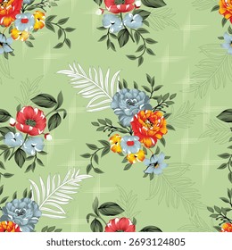 Design de allover floral digital padrão de trabalho profissional têxtil sem costura