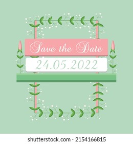 Digital Floral Invites Invitation Illustration Vector Flowers Wreath Ornament Wedding Card Engagement Beautiful Elegant Lovely Pink Aesthetic Save The Date Seasonal Nature E Card Love Marriage Spring