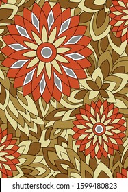 Digital  floral pattern with flowers  illustrations