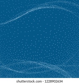 Digital flow wave with little particles in motion. Abstract background with The smoke effect. Motion of smoke with small dots. Vector illustration. Energy, dynamic wave-like design.