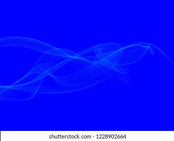Digital flow wave with little particles in motion. Abstract background with The smoke effect. Motion of smoke with small dots. Vector illustration. Energy, dynamic wave-like design.