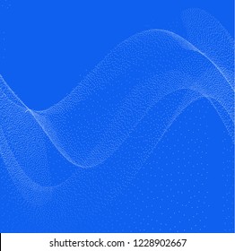 Digital flow wave with little particles in motion. Abstract background with The smoke effect. Motion of smoke with small dots. Vector illustration. Energy, dynamic wave-like design.