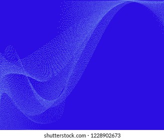 Digital flow wave with little particles in motion. Abstract background with The smoke effect. Motion of smoke with small dots. Vector illustration. Energy, dynamic wave-like design.