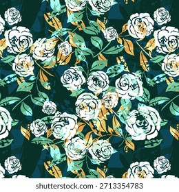 Design abstrato de flor digital com cores vibrantes e formas fluidas, padrão floral artístico moderno ideal para impressão de tecido, têxteis de moda e desenhos de superfície.