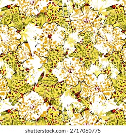 Digital flower abstract design featuring vibrant colors, modern shapes, and artistic floral elements, perfect for fabric printing, fashion textiles, home décor, and creative surface patterns.