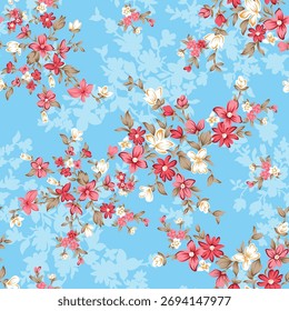 Fondo digital de flores Diseño textil negro