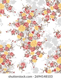 digital flowers background black textile design