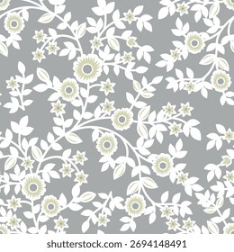 digital flowers background black textile design