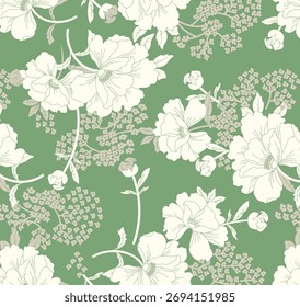 Fondo digital de flores Diseño textil negro