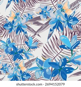 Fondo digital de flores Diseño textil negro
