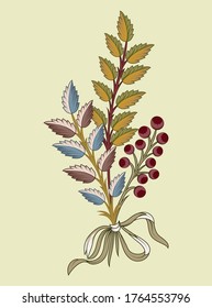 digital flowers design and leaves motif