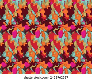 Digital Flowers Motif Design Watercolor Illustration. Design for Cover, Fabric, Textile, Wrapping paper Background Pattern