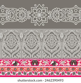 Digital Flowers Motif Design Watercolor Illustration. Design for Cover, Fabric, Textile, Wrapping paper Background Pattern