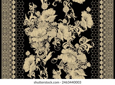 Fleurs numériques Motif Concevoir Illustration à l'aquarelle. Conception pour Couverture, Tissu, Textile, Motif D'Arrière-Plan Papier à Enveloppement