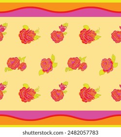 Digital Flowers Motif Design Watercolor Illustration. Design for Cover, Fabric, Textile, Wrapping paper Background Pattern